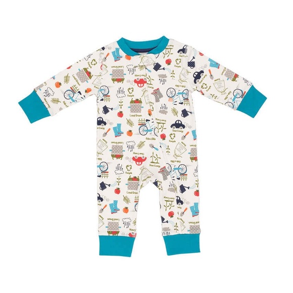 Pajamas for Peace Recycle Print Baby Neutral Organic Coverall - Picture 1 of 6